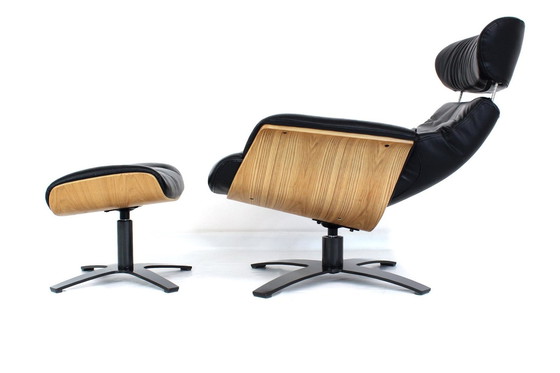 Image 1 of As New! Multi-Functional Scandinavian Lounge Chair / Armchair with Leather and Oak