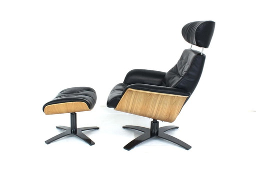 As New! Multi-Functional Scandinavian Lounge Chair / Armchair with Leather and Oak