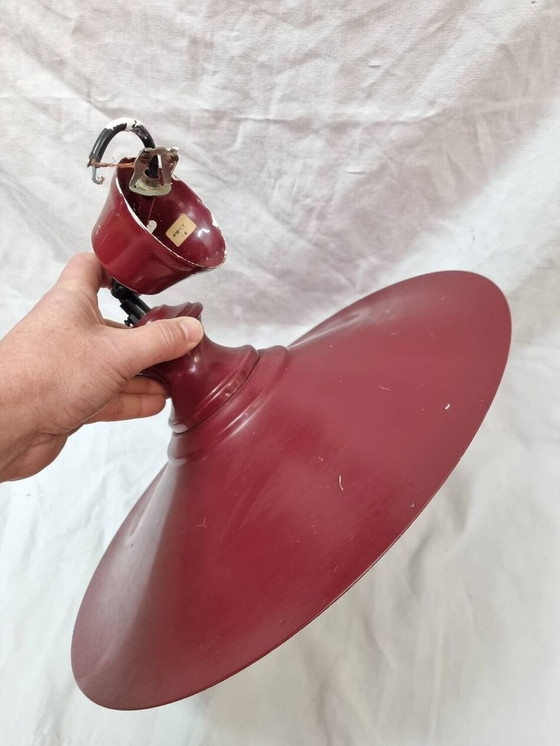 Image 1 of  Industrial Red Enameled Sheet Metal Pendant
