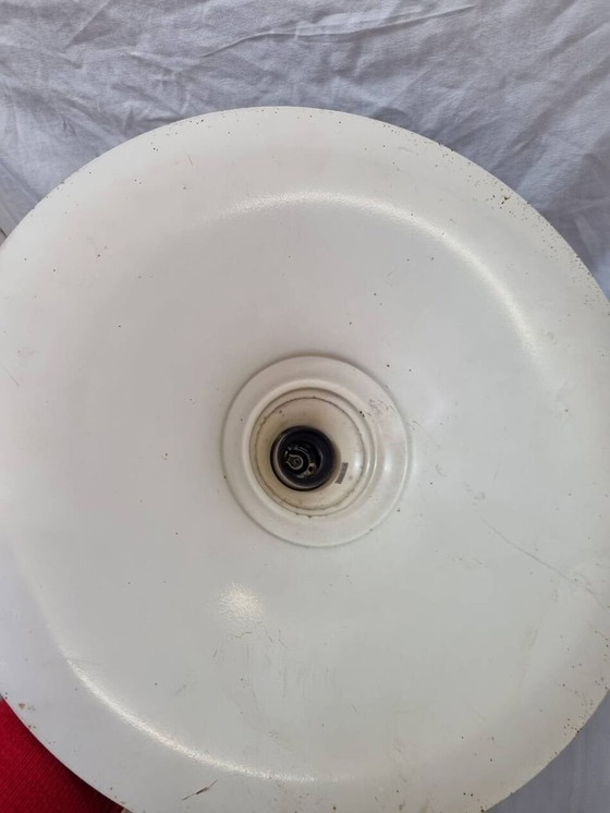 Image 1 of  Industrial Red Enameled Sheet Metal Pendant