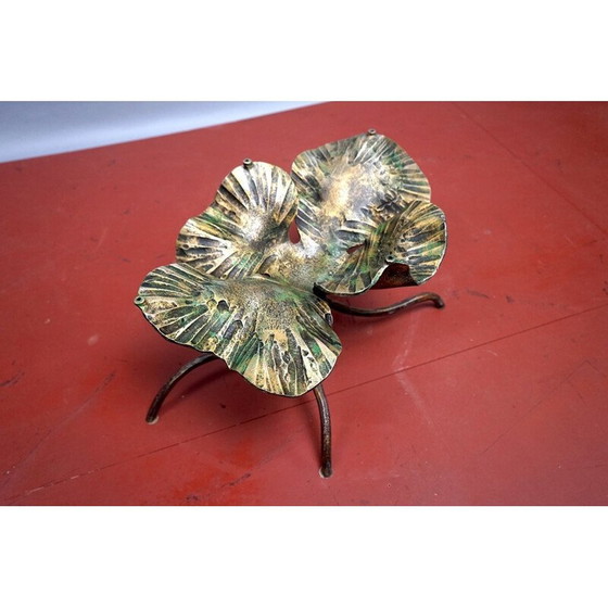 Image 1 of Vintage leaf-shaped coffee table in bronze and glass, Germany 1970