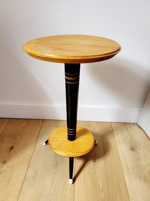 Tripod Vintage Plant Stand Or Table With 2 Shelves