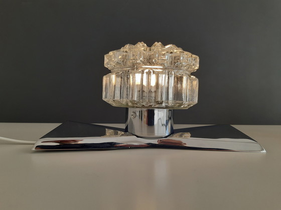 Image 1 of Set of 2 Richard Essig MCM Chromed Wall Lights with Crystal Glass Shade
