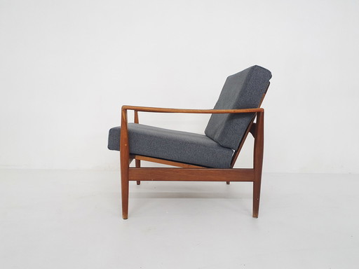 Teak Lounge Chair By Illum Wikkelso Model Ek For Niels Eilersen, Denmark 1960'S