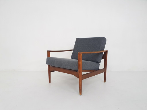 Teak Lounge Chair By Illum Wikkelso Model Ek For Niels Eilersen, Denmark 1960'S