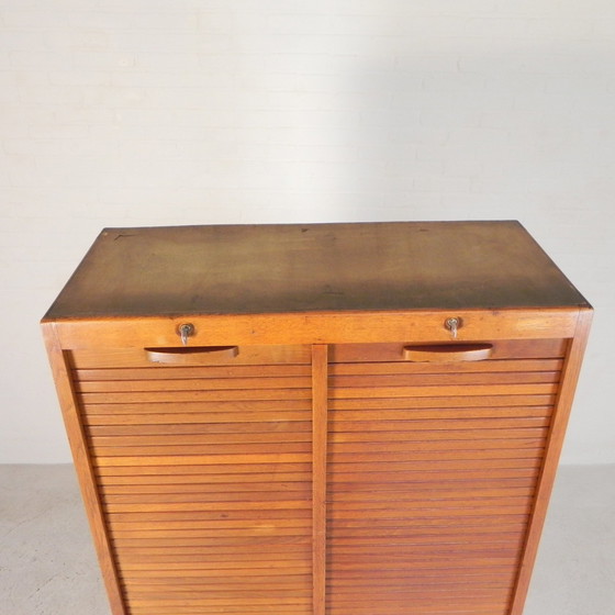 Image 1 of Caja de persiana enrollable de roble con 2 contraventanas, 181 cm de alto