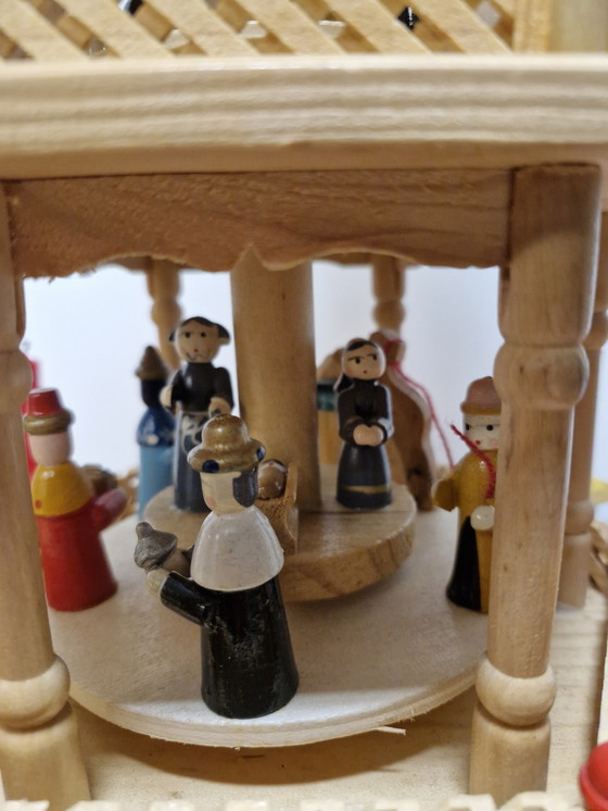 Image 1 of Large Christmas Carousel With Music Box