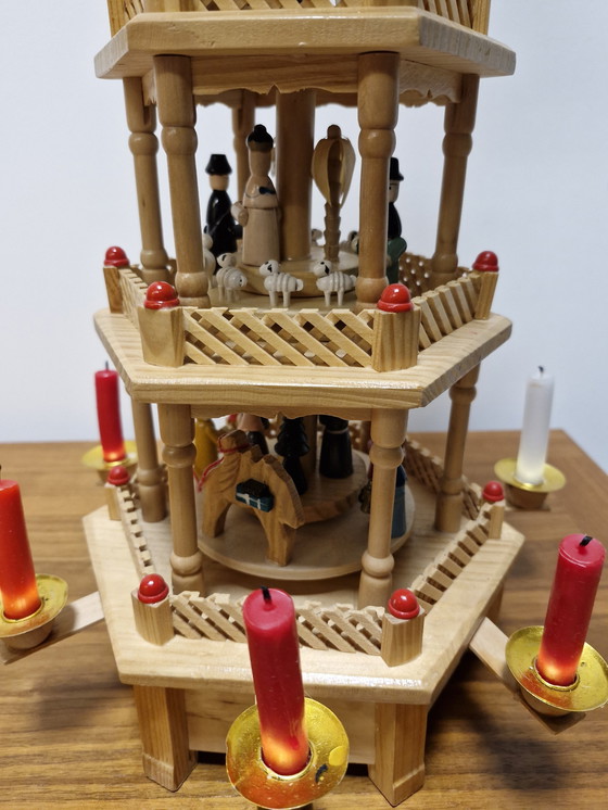 Image 1 of Large Christmas Carousel With Music Box