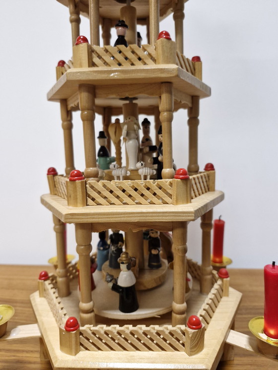 Image 1 of Large Christmas Carousel With Music Box