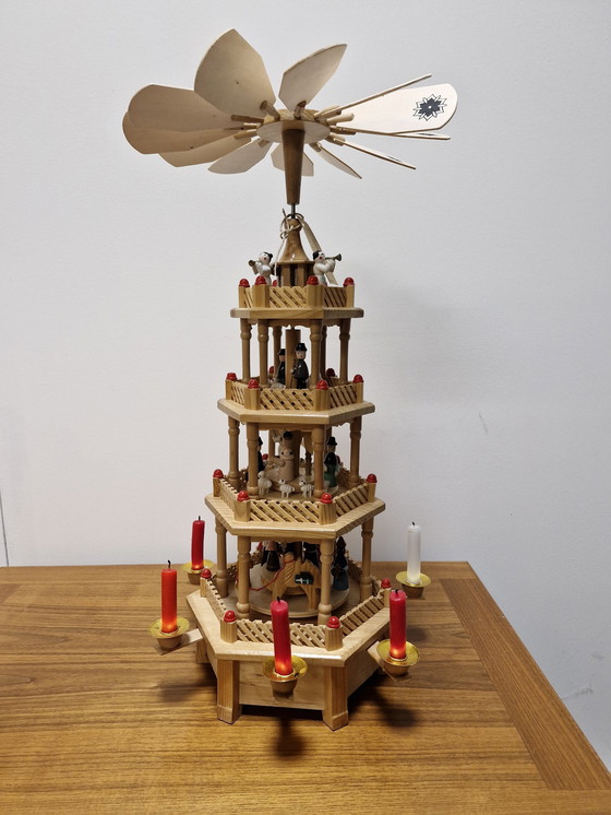 Image 1 of Large Christmas Carousel With Music Box