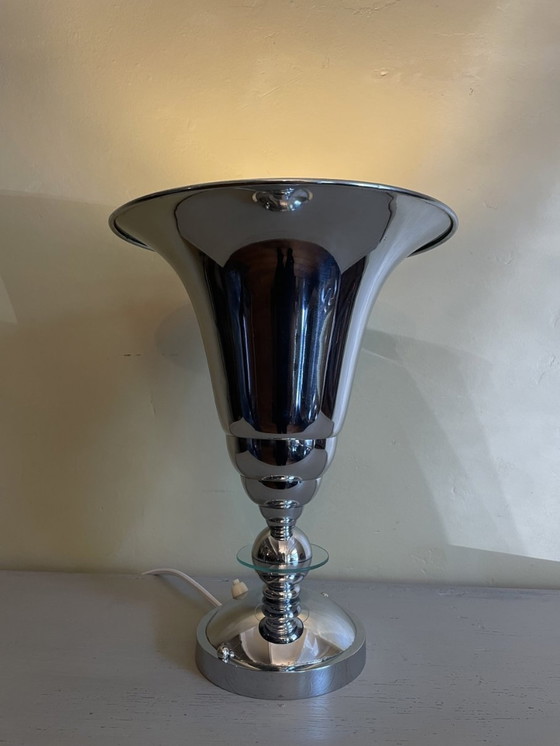 Image 1 of Chrome Table Lamp Uplight Art Deco 1930s French