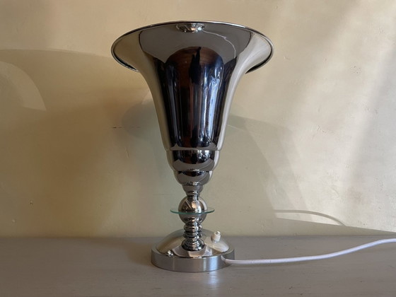 Image 1 of Chrome Table Lamp Uplight Art Deco 1930s French