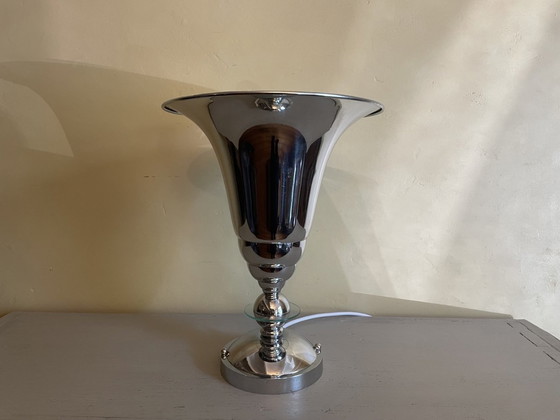 Image 1 of Chrome Table Lamp Uplight Art Deco 1930s French