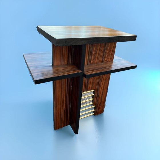 Image 1 of Art Deco Macassar Ebony Pedestal Table