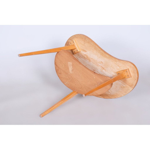 Vintage beech side table, Czechoslovakia 1959