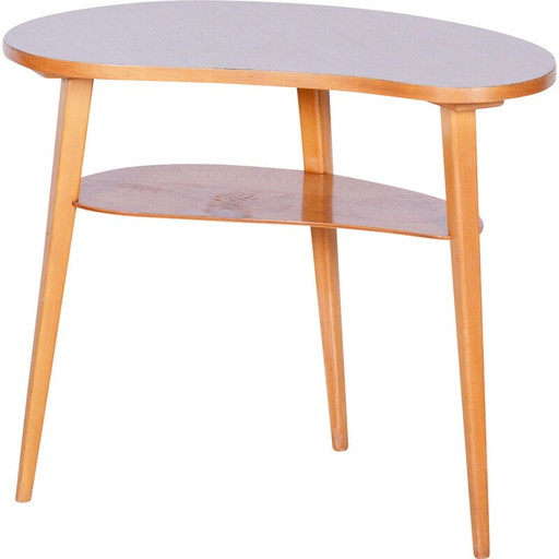 Vintage beech side table, Czechoslovakia 1959