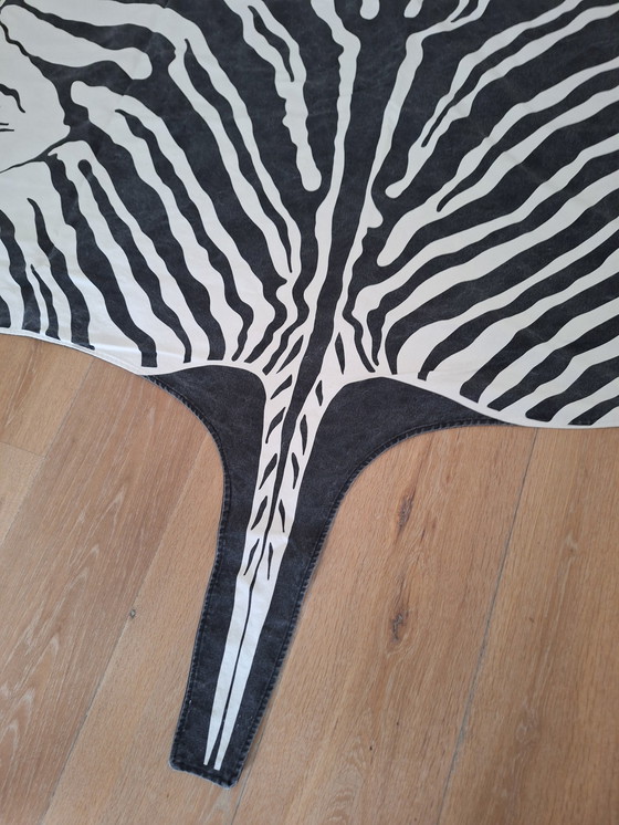 Image 1 of Vintage Zebra Rug Of Fabric