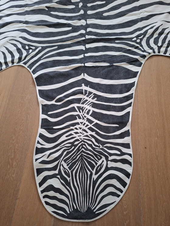 Image 1 of Vintage Zebra Rug Of Fabric