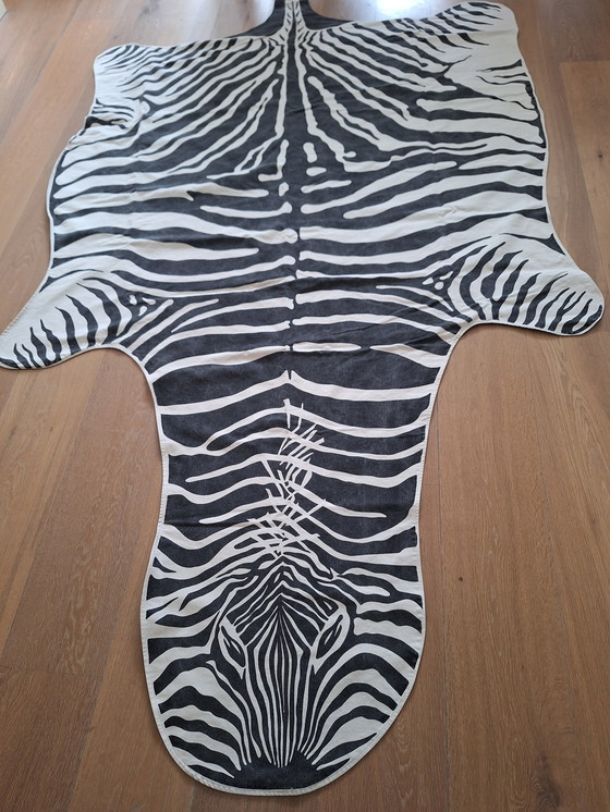 Image 1 of Vintage Zebra Rug Of Fabric