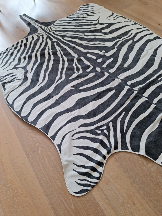 Image 1 of Vintage Zebra Rug Of Fabric