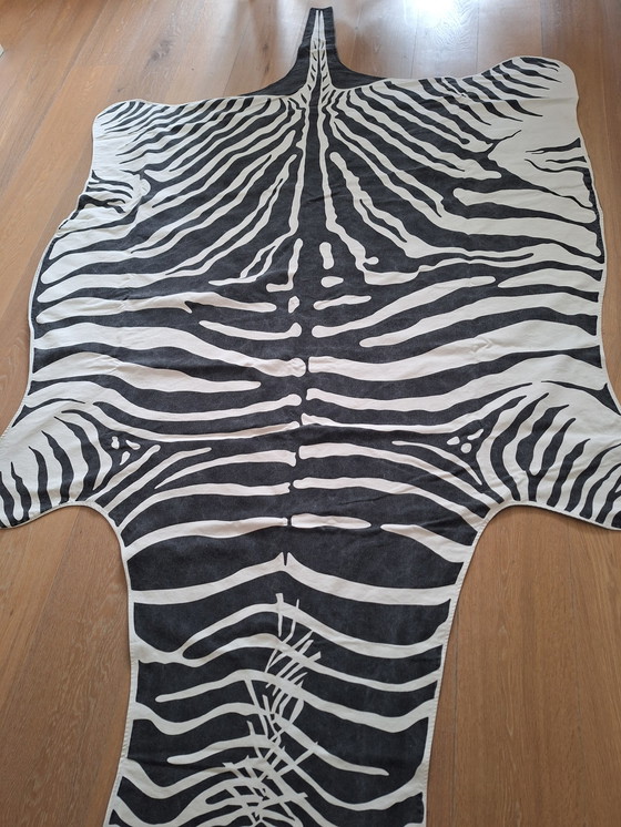 Image 1 of Vintage Zebra Rug Of Fabric