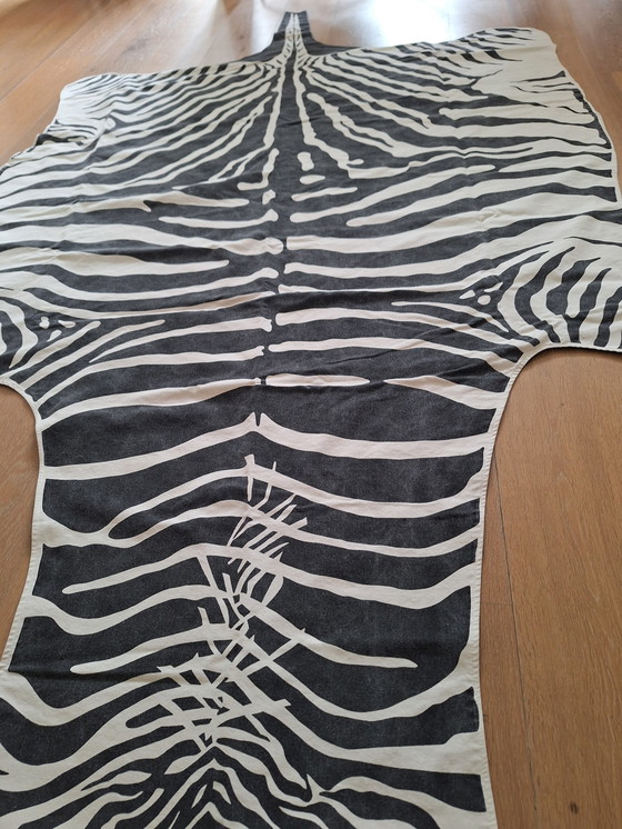 Image 1 of Vintage Zebra Rug Of Fabric