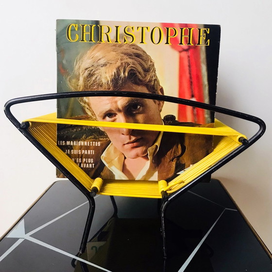 Image 1 of Rangement Vinyles Vintage - Support 33T/45T - Métal Laqué - Scoubidou - 1950-1960