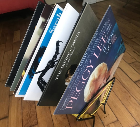 Image 1 of Rangement Vinyles Vintage - Support 33T/45T - Métal Laqué - Scoubidou - 1950-1960