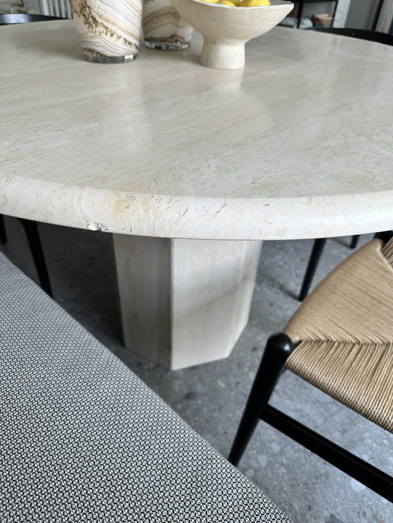 Image 1 of Travertine dining table