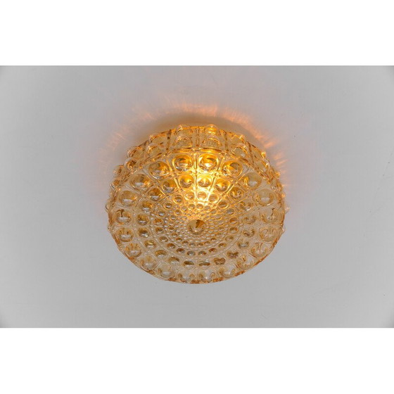 Image 1 of Vintage bubbled amber glass wall lamp by Helena Tynell, Germany 1960