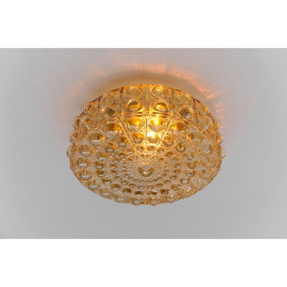 Image 1 of Vintage bubbled amber glass wall lamp by Helena Tynell, Germany 1960