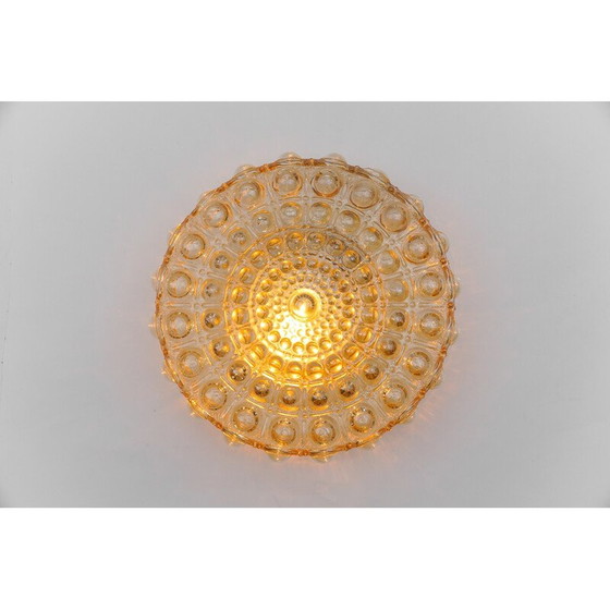 Image 1 of Vintage bubbled amber glass wall lamp by Helena Tynell, Germany 1960