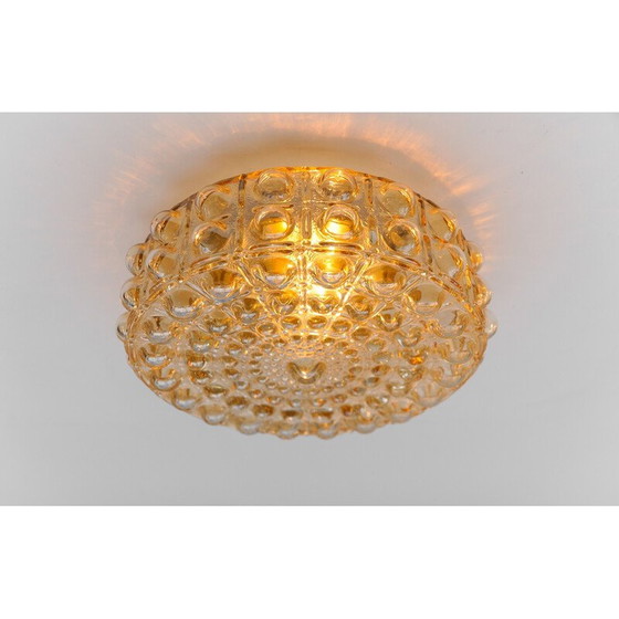 Image 1 of Vintage bubbled amber glass wall lamp by Helena Tynell, Germany 1960