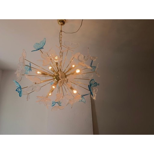 Italian Murano Glass Sputnik Butterfly Chandelier, Venini Style