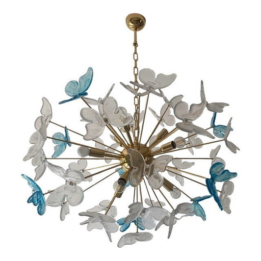 Italian Murano Glass Sputnik Butterfly Chandelier, Venini Style