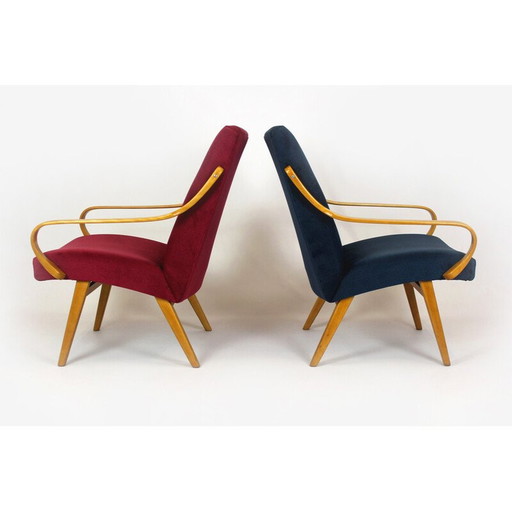 Pair of vintage beechwood armchairs by Jaroslav Smidek for TON, Czech Republic 1960