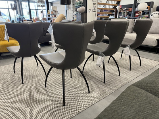 Image 1 of 6 chaises de salle à manger Leolux Callas Cuir gris