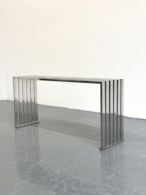 Eichholtz Carlisle Console Table In Polished Stainless Steel