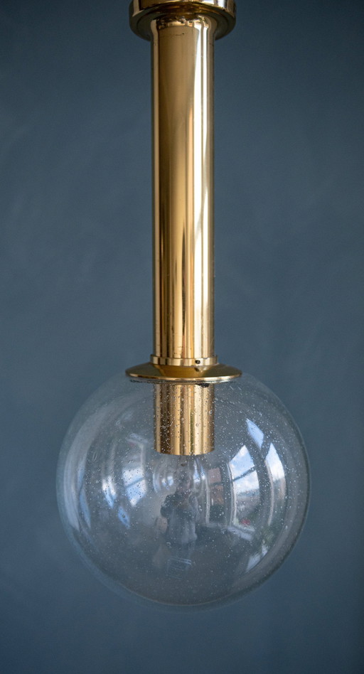  Stylish Glashütte Limburg 1970'S Brass Ceiling Lamp