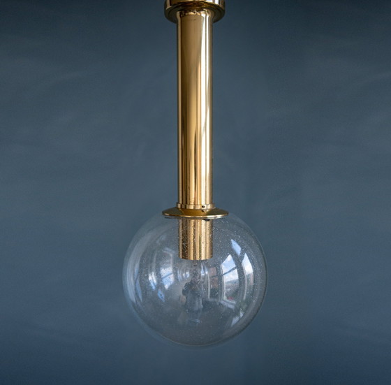 Image 1 of  Elegante lampada da soffitto in ottone Glashütte Limburg anni &#39;70