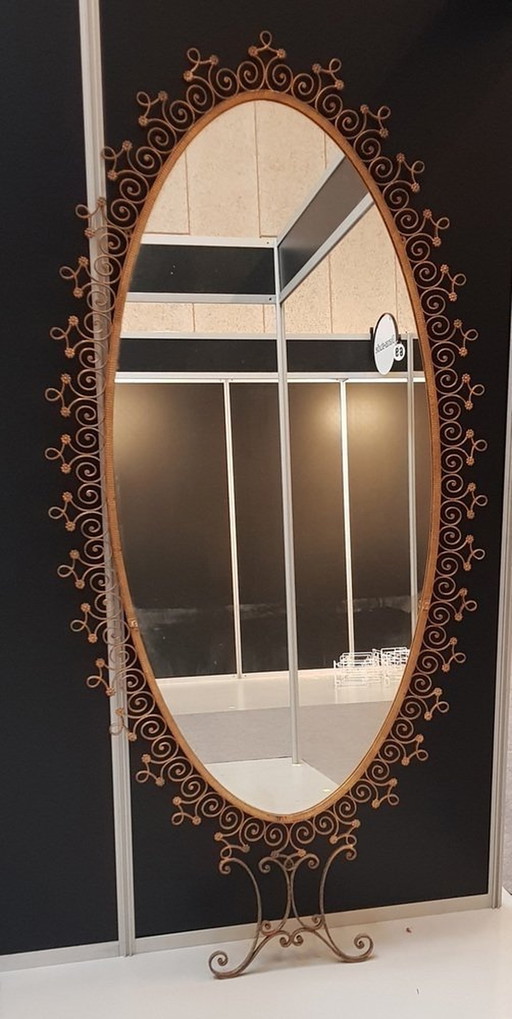 Vintage Italian Mirror With Ornaments By Pier Luigi Colli, 1950S