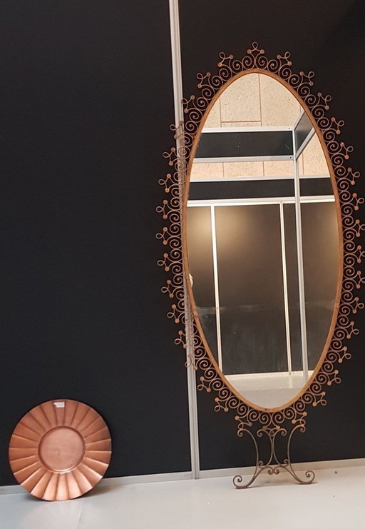 Vintage Italian Mirror With Ornaments By Pier Luigi Colli, 1950S