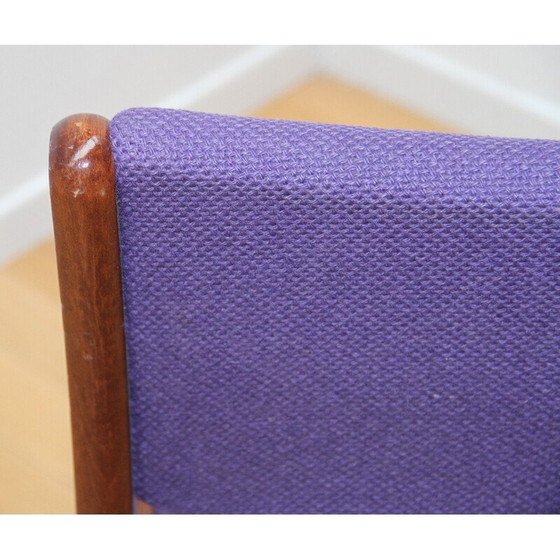 Image 1 of Vintage dining chair in varnished wood and purple wool