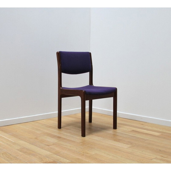 Image 1 of Vintage dining chair in varnished wood and purple wool