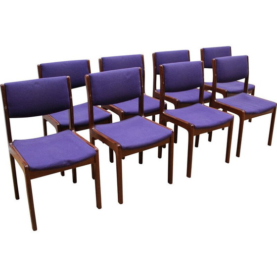 Image 1 of Vintage dining chair in varnished wood and purple wool