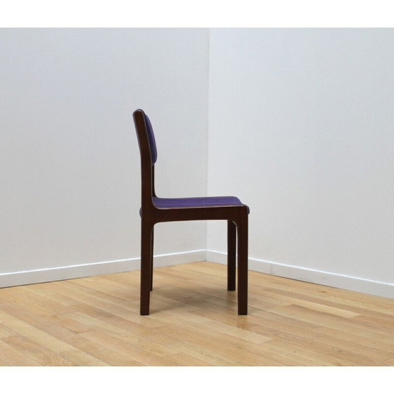 Image 1 of Vintage dining chair in varnished wood and purple wool