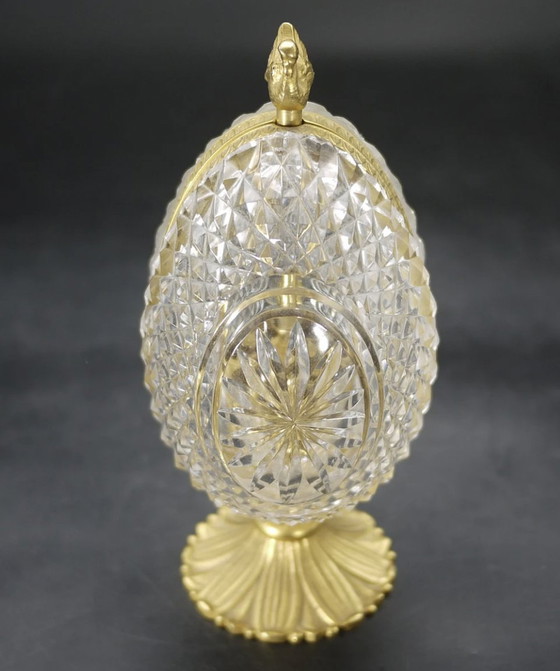 Image 1 of Charming Cigarette or Perfume Display in Cut Crystal, Bronze and Brass