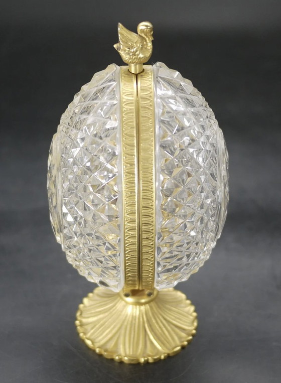 Image 1 of Charming Cigarette or Perfume Display in Cut Crystal, Bronze and Brass