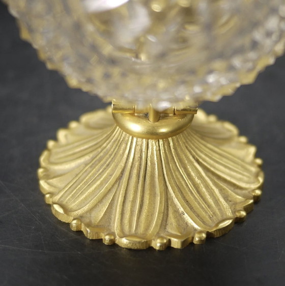 Image 1 of Charming Cigarette or Perfume Display in Cut Crystal, Bronze and Brass