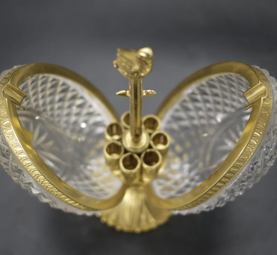 Image 1 of Charming Cigarette or Perfume Display in Cut Crystal, Bronze and Brass